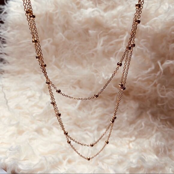 Triple Layer Gold Necklace - Picture 2 of 3